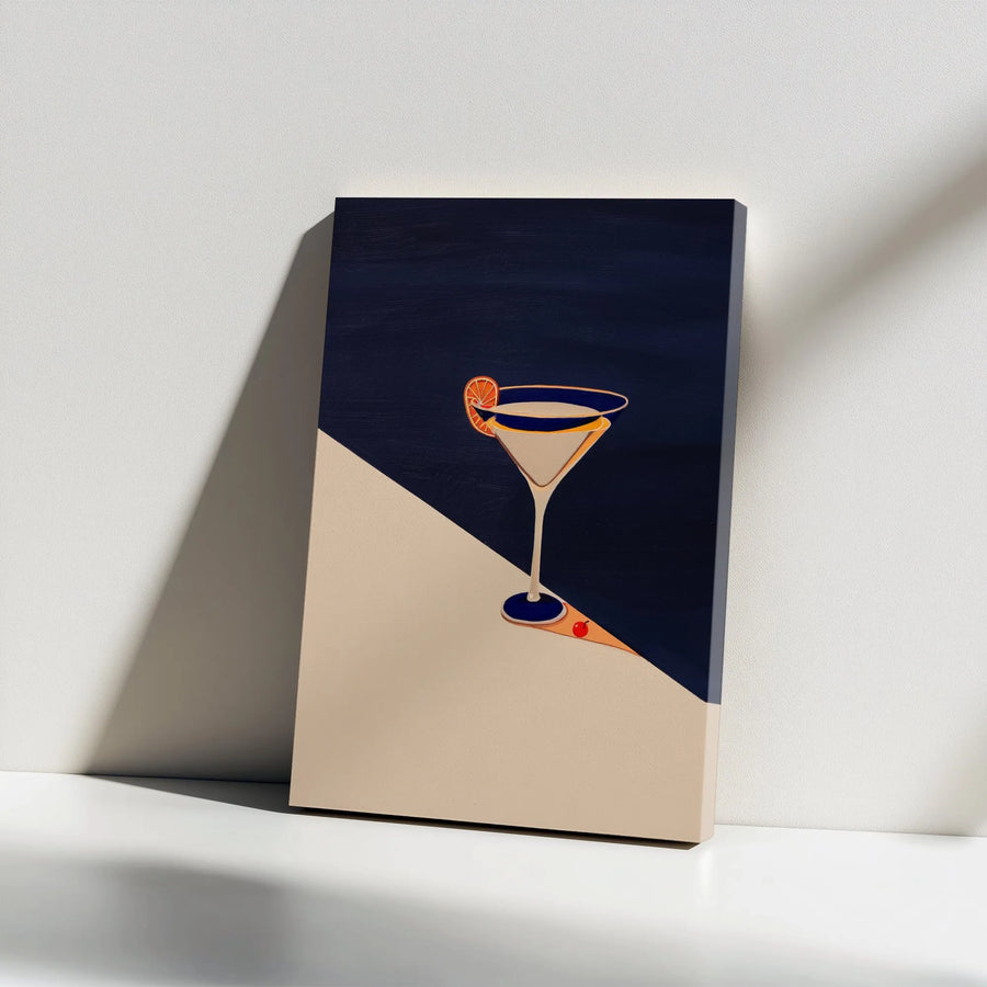 Cocktail Canvas Wall Art | Minimalist Martini Pop Art Print | Premium Thick Gallery Wrap Canvas | Kitchen & Bar Decor Gift