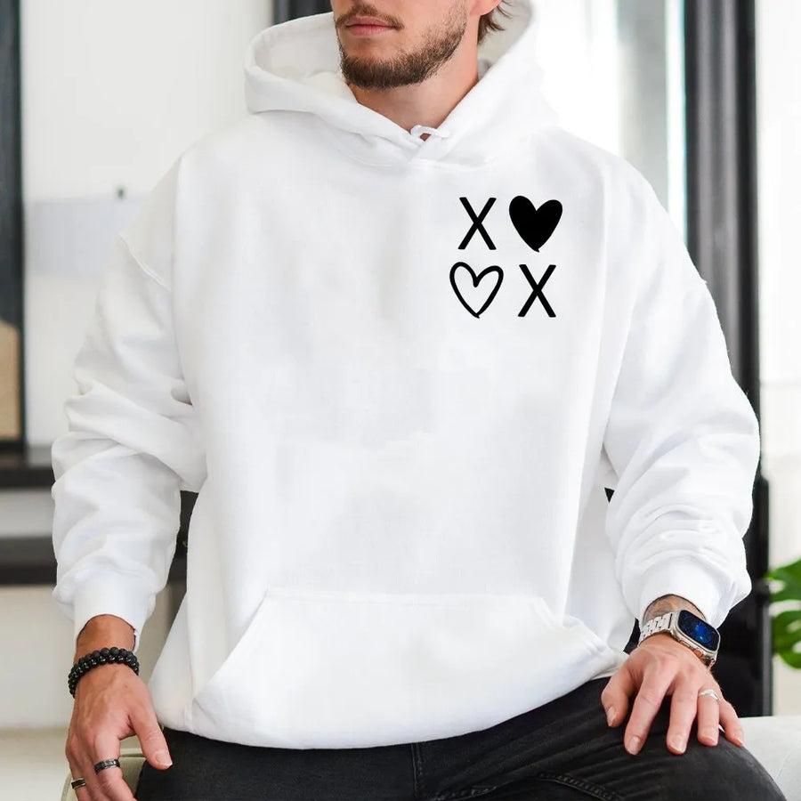 Valentine XOXO Heart Hoodie | Minimalist Left Chest Design | Soft Premium Cotton Blend | Romantic Gift For Her Or Him