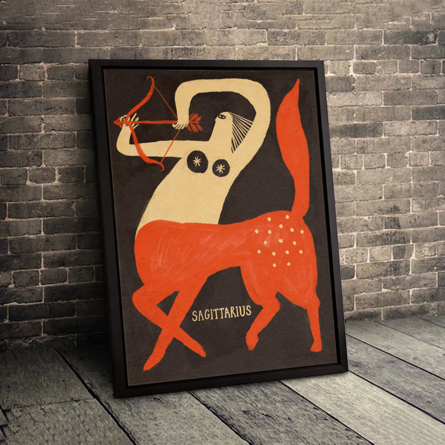Sagittarius Zodiac Wall Art | Mid-Century Modern Centaur Print | Gallery Quality Premium Canvas | Astrology Gift for Her and Him