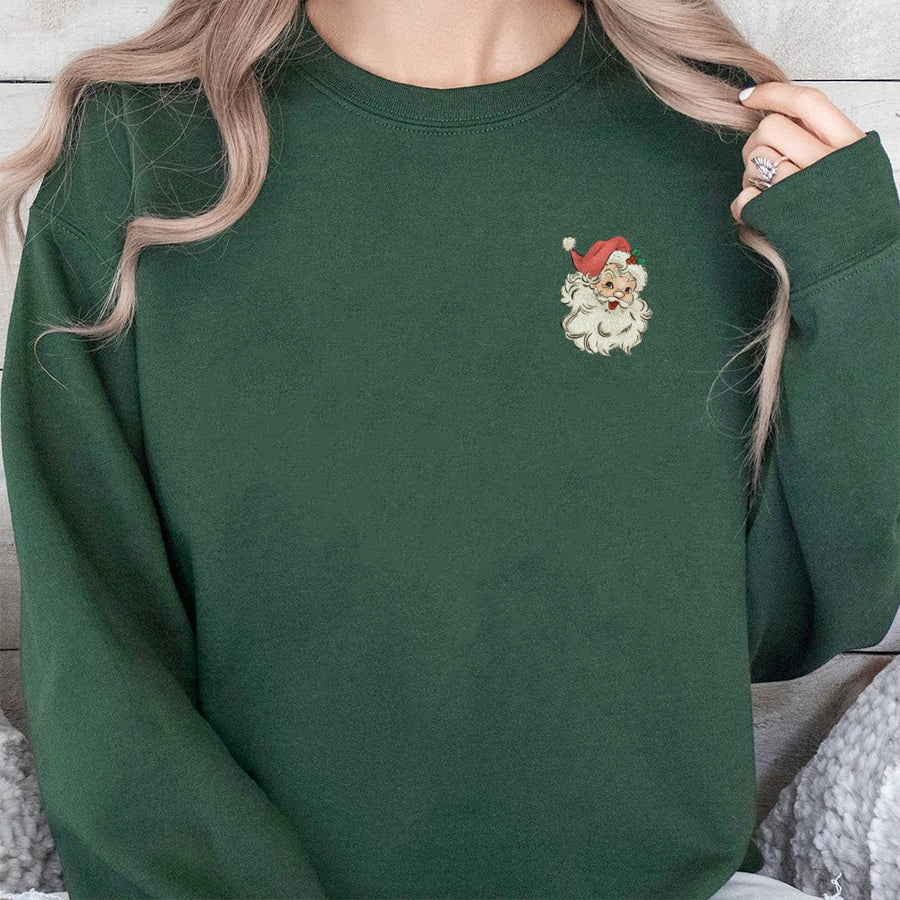 Vintage Santa Claus Sweatshirt | Minimalist Retro Christmas Holiday Graphic | Premium Cotton Blend | Unisex Festive Gift for Him and Her