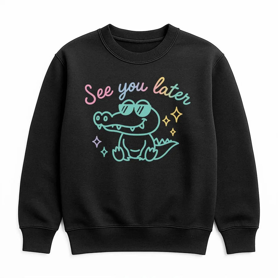 Teacher Alligator Sweatshirt | See You Later Cartoon Graphic | Soft Cotton Blend Pullover | Last Day of School Gift for Teacher