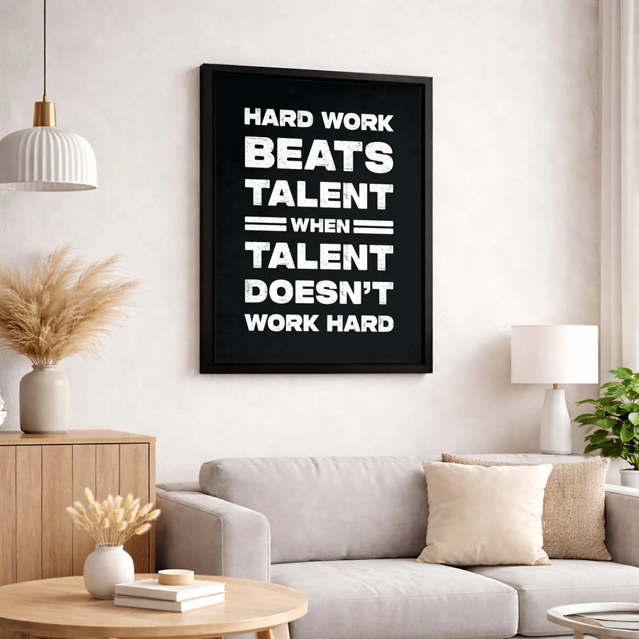 Hard Work Beats Talent Wall Art | Motivational Quote Canvas Print | Premium 1.25-Inch Gallery Wrap | Office Decor & Success Mindset Gift