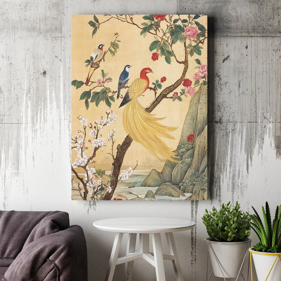 Traditional Chinese Bird and Flower Canvas | Vintage Botanical Wall Art | Premium Fade-Resistant Print | Elegant Asian Decor for Home and Office
