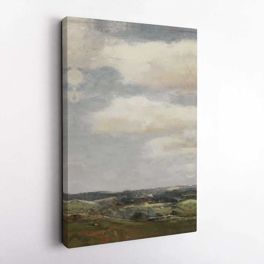 Rolling Hills Landscape Canvas Art | Neutral Cloudy Sky Wall Decor | 1.25 Inch Gallery Wrap | Premium Modern Farmhouse Home Gift