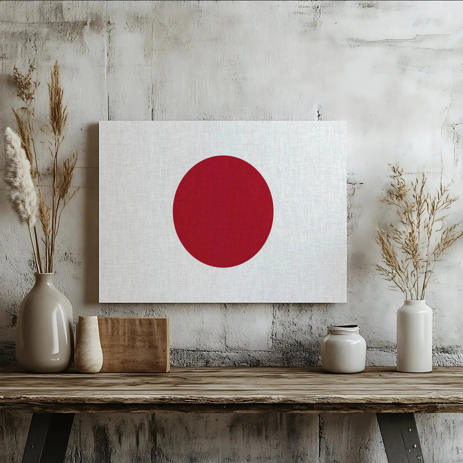 Japanese Flag Canvas Print | Minimalist Hinomaru Red Sun Art | Premium Gallery Wrapped Wall Decor | Modern Japan Home Decor Gift