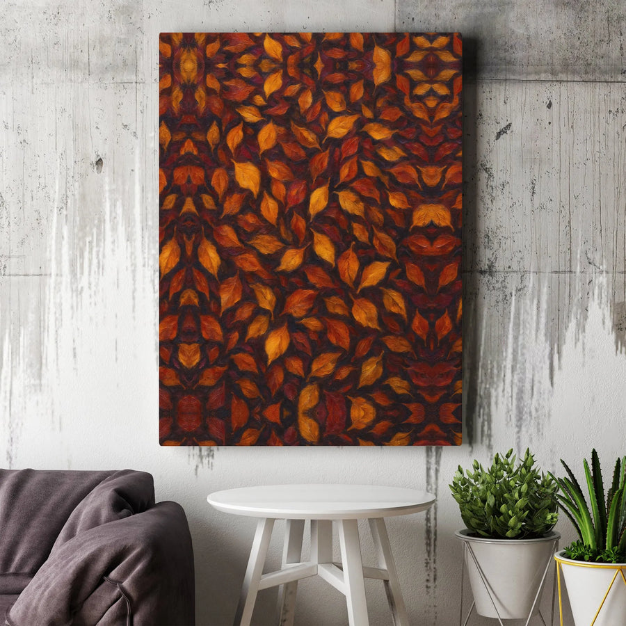 Autumn Leaves Canvas Wall Art | Abstract Fall Foliage Oil Painting Style | Premium Gallery Wrap 1.25 Inch Profile | Seasonal Home Decor Gift