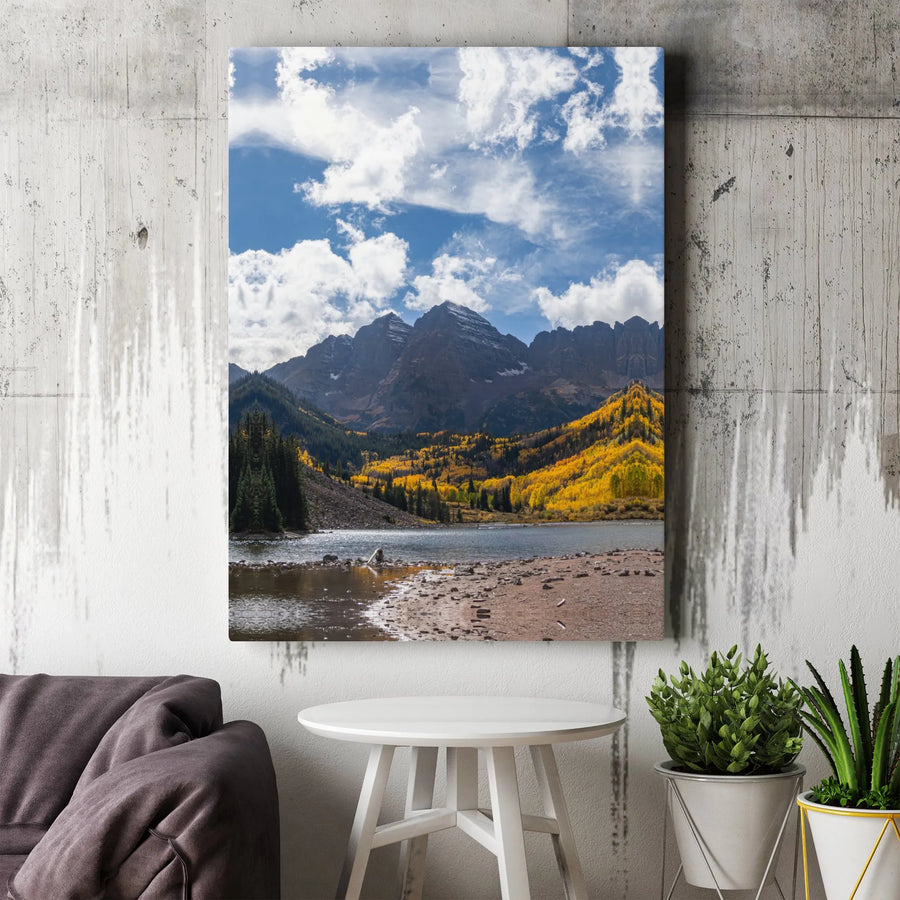 Maroon Bells Mountain Canvas Wall Art | Autumn Aspen Trees Landscape | Premium Fade-Resistant Gallery Print | Colorado Nature Decor Gift