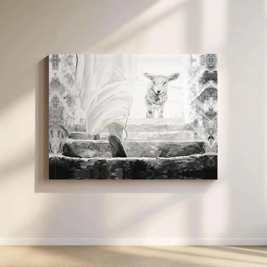 Jesus and Lamb Christian Horizontal Canvas | Good Shepherd & Lost Sheep Painting | Premium 1.25" Gallery Wrap Wall Art | Inspirational Religious Home Decor Gift