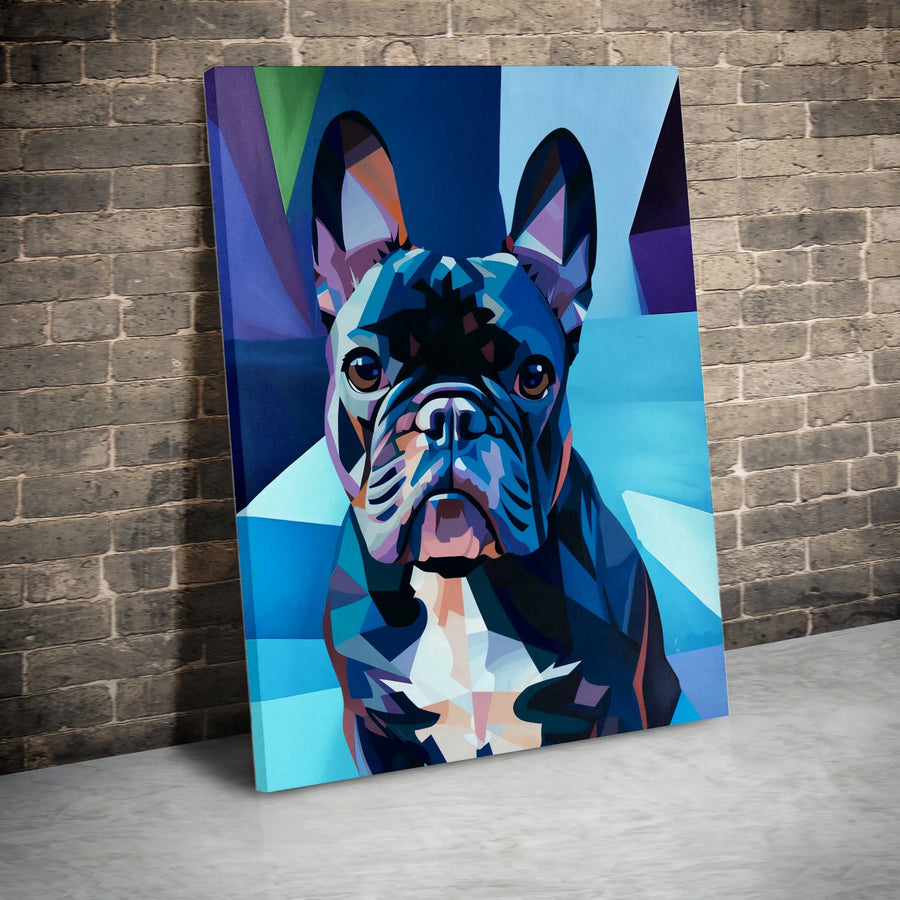 French Bulldog Canvas Print | Colorful Geometric Polygonal Pop Art | 1.25 Inch Premium Gallery Wrap | Dog Lover Wall Decor Gift