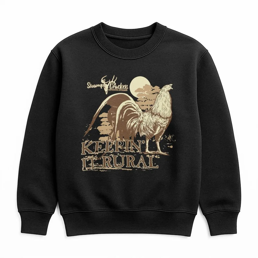 Rural Rooster Sweatshirt | Vintage 'Keepin' It Rural' Graphic Pullover | Soft Cotton Blend Crewneck | Country Gift for Farmer & Outdoorsman
