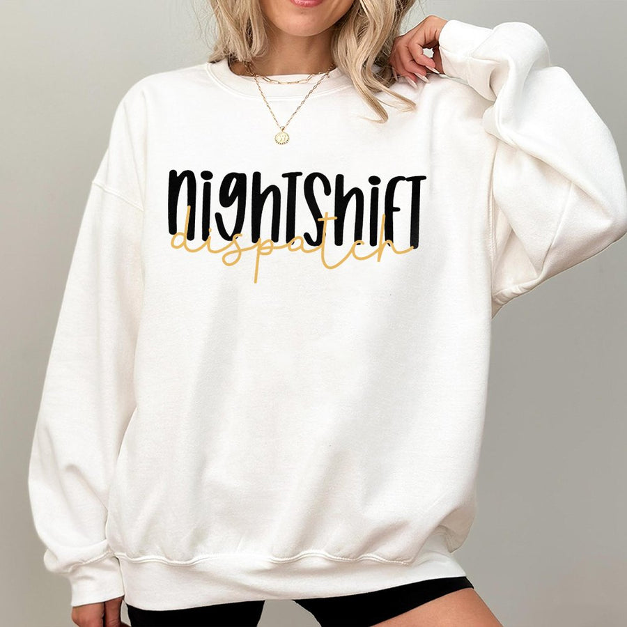 Night Shift Dispatcher Sweatshirt | 911 Emergency Operator Graphic Tee | Premium Cotton Blend Crewneck | Gift for First Responder and Dispatcher
