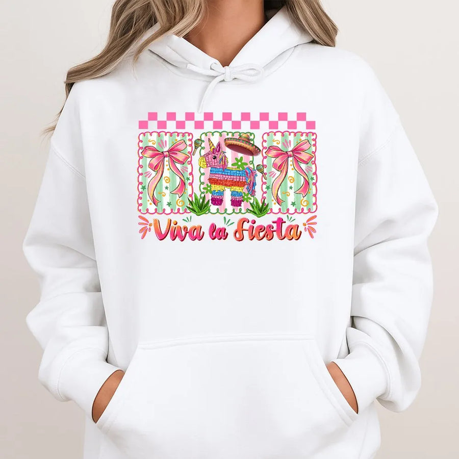 Viva La Fiesta Hoodie | Cute Piñata Graphic Sweatshirt | Soft Cotton Blend | Unisex Cinco De Mayo Mexican Party Gift