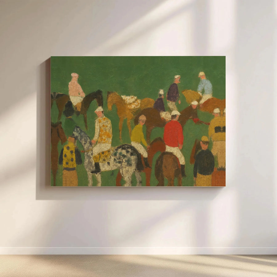 Horse Racing Canvas Wall Art | Modern Impressionist Jockey Painting | Premium Gallery Wrapped Canvas | Gift for Equestrian Lovers