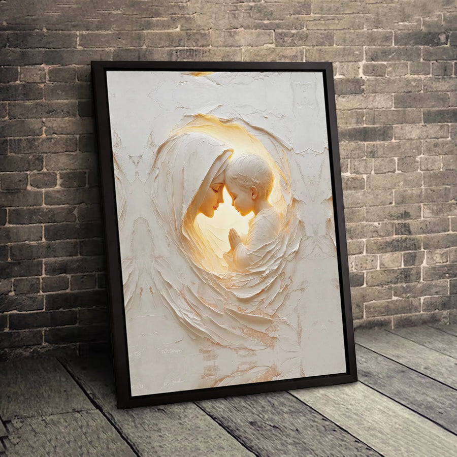 Virgin Mary and Baby Jesus Canvas Art | Textured Religious Wall Decor | Premium Fade-Resistant Print | Spiritual Christian Home Gift