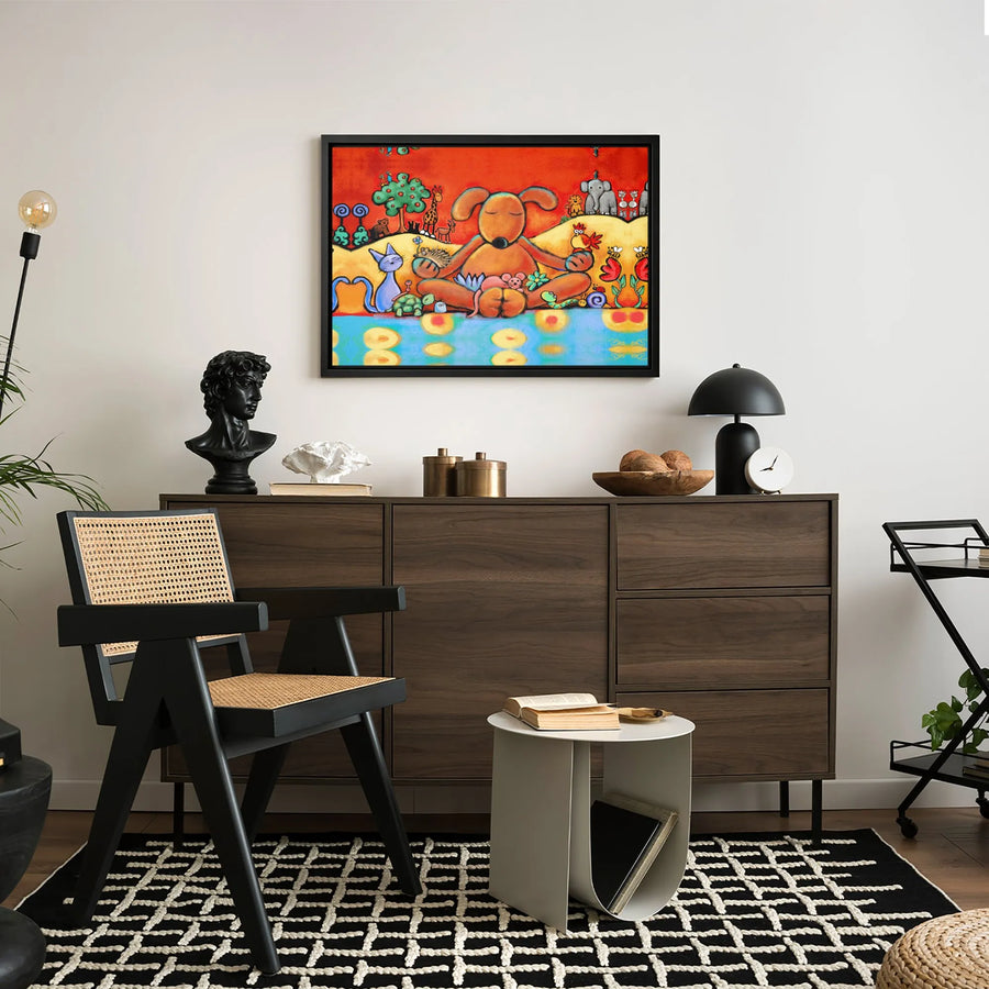 Meditating Dog Wall Art | Colorful Zen Animal Canvas Print | Premium Gallery Wrap Decor | Whimsical Yoga Meditation Gift for Pet Lovers