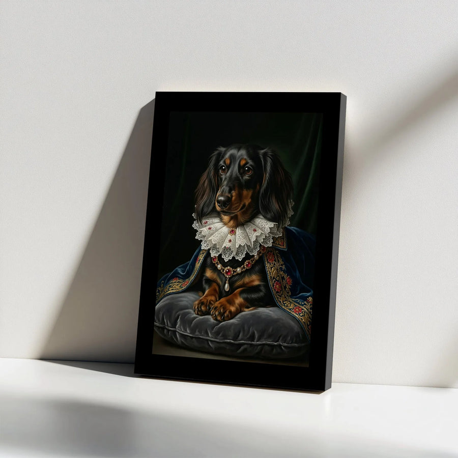 Royal Dachshund Canvas Wall Art | Renaissance Pet Portrait Painting | Premium Gallery Wrapped Canvas | Unique Gift for Dog Lover & Doxie Mom
