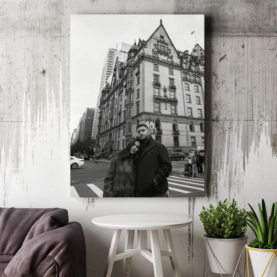 New York City Couple Canvas Print | Black and White Urban Street Photography | 1.25” Gallery Wrap | Romantic Gift for Couples Home Decor