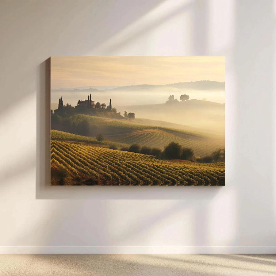 Tuscan Vineyard Canvas Wall Art | Scenic Italy Landscape Photography | Premium Fade-Resistant Print | Modern Farmhouse Home Decor Gift