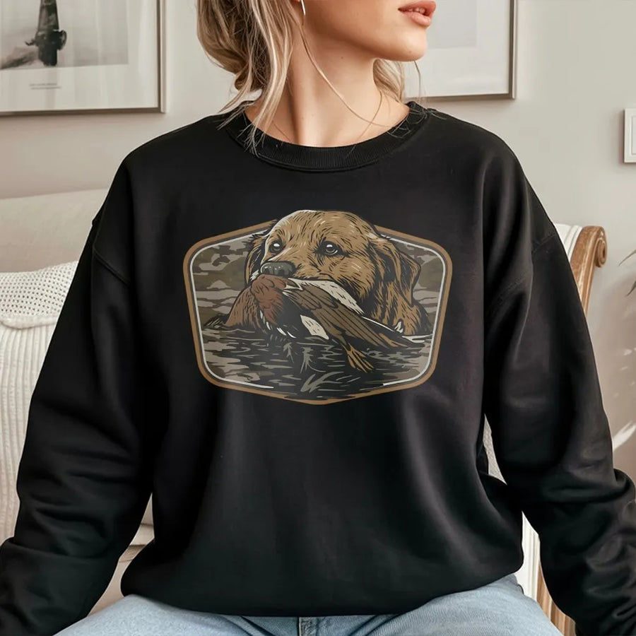 Labrador Retriever Sweatshirt | Duck Hunting Waterfowl Graphic | Premium Cotton Blend Crewneck | Gift For Hunters And Outdoor Lovers
