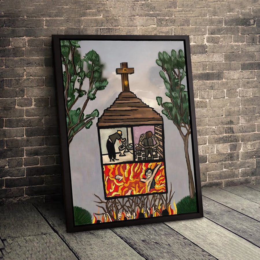 Religious Allegory Wall Art | Church Sin and Hell Concept Print | Premium 1.25-Inch Gallery Canvas | Thought-Provoking Christian Home Decor Gift