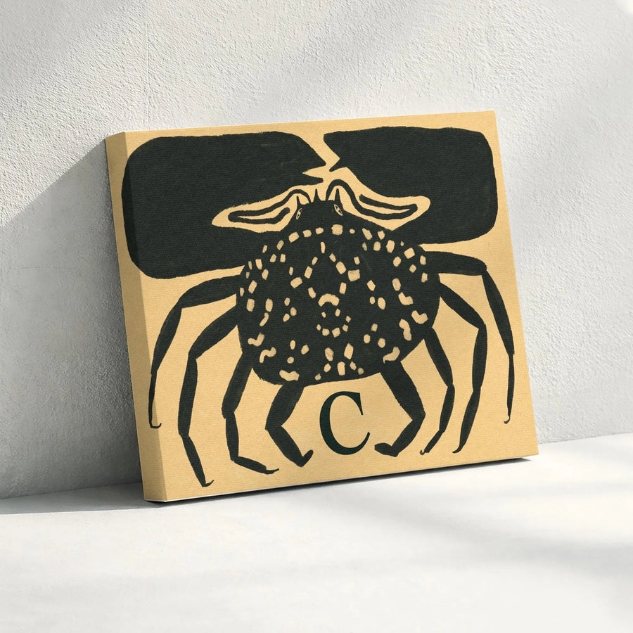 Crab Wall Art Print | Mid-Century Modern Animal Illustration | Premium Gallery Wrapped Canvas | Coastal Home Decor Gift for Marine Life Lovers