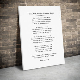 Great Wide Beautiful Wonderful World Poem Canvas | Classic Literature Wall Art | Premium Fade-Resistant Print | Gift for Teachers and Book Lovers