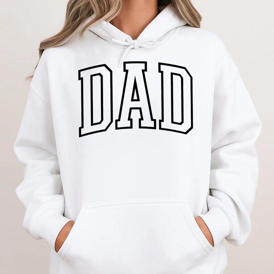 Dad Hoodie | Minimalist Varsity Style | Soft Cotton Blend Pullover | Gift for New Father, Fathers Day Crewneck
