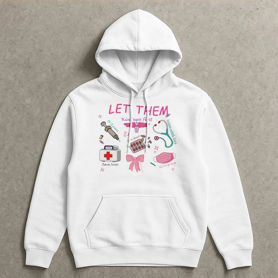 Nurse Hoodie | Cute Medical Doodle Art Pullover | Cozy Cotton Blend | Gift for Registered Nurse RN