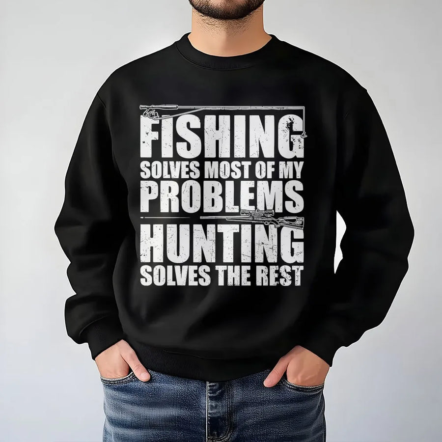 Fishing Hunting Sweatshirt | Funny Outdoorsman Quote Graphic Print | Premium Cotton Blend | Gift for Hunter Fisherman Men Women