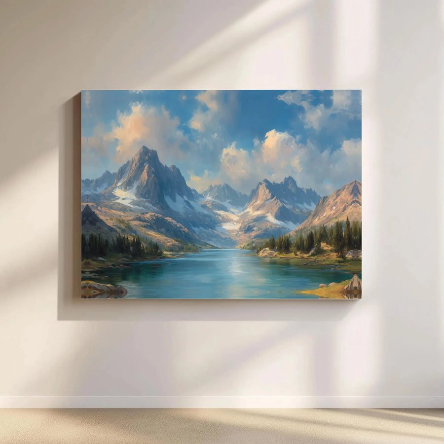 Alpine Mountain Lake Canvas Wall Art | Serene Nature Landscape Print | Gallery-Quality 1.25-Inch Profile | Framed or Unframed Decor for Home Office