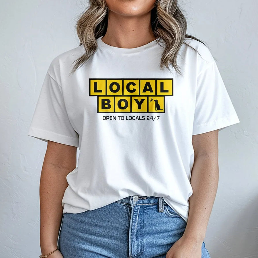 Local Boy T-Shirt | Minimalist Streetwear Graphic | Premium Soft Cotton | Funny Urban Gift for Men and Women