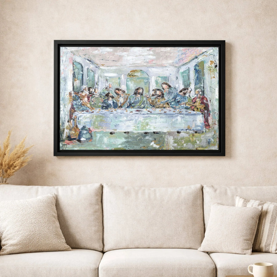 The Last Supper Canvas Wall Art | Abstract Impressionist Religious Painting | Gallery-Wrapped Premium Print | Christian Home Decor Gift
