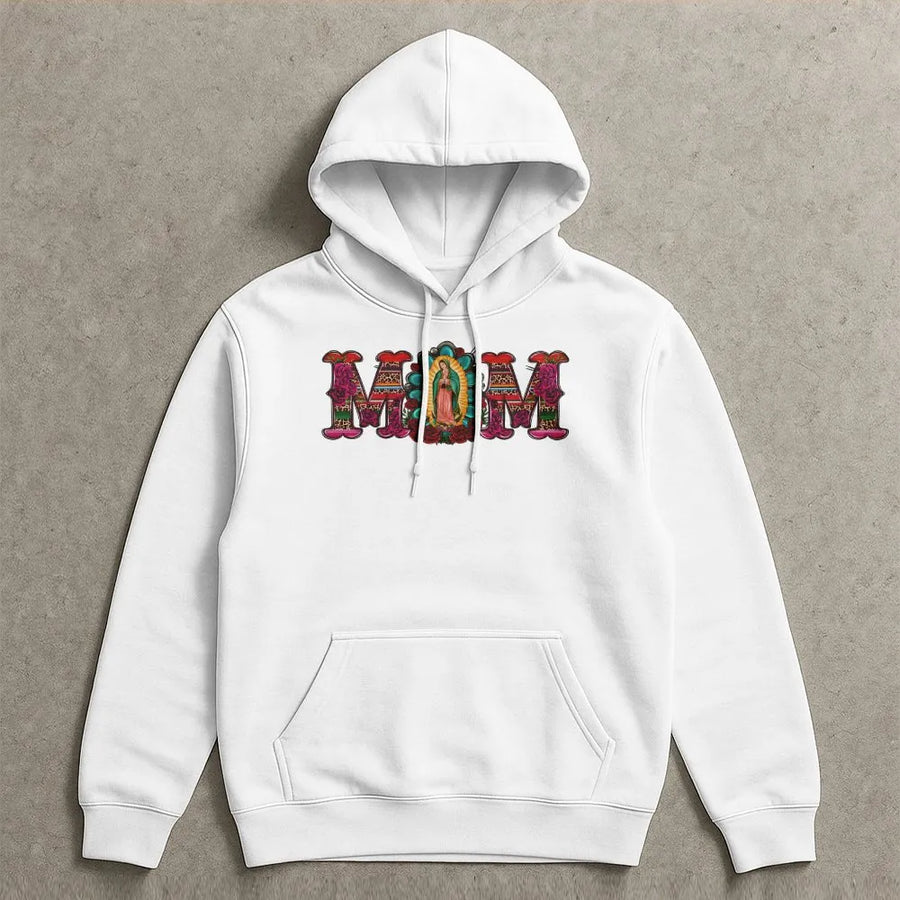 Virgen De Guadalupe Mom Hoodie | Mexican Heritage Floral Design | Premium Cotton Blend | Gift For Latina Mom And Mother's Day 2026