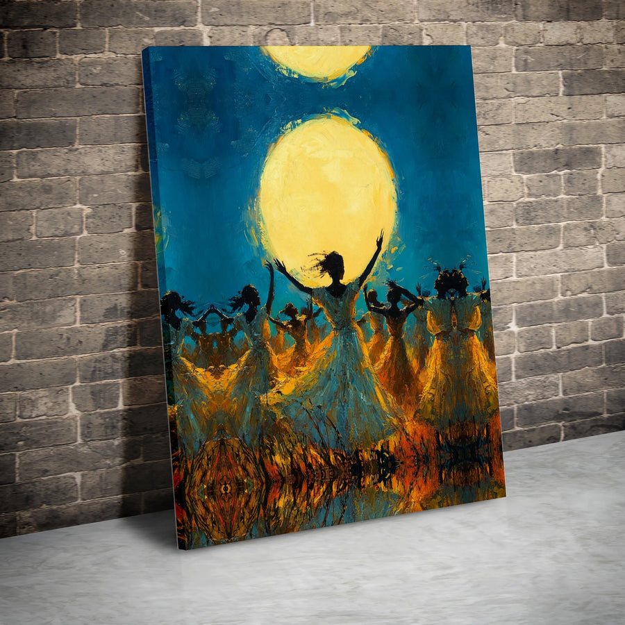 Moon Dance Canvas Wall Art | Impressionist Spiritual Dance Painting | Premium Gallery Wrapped Canvas | Boho Feminine Home Decor Gift