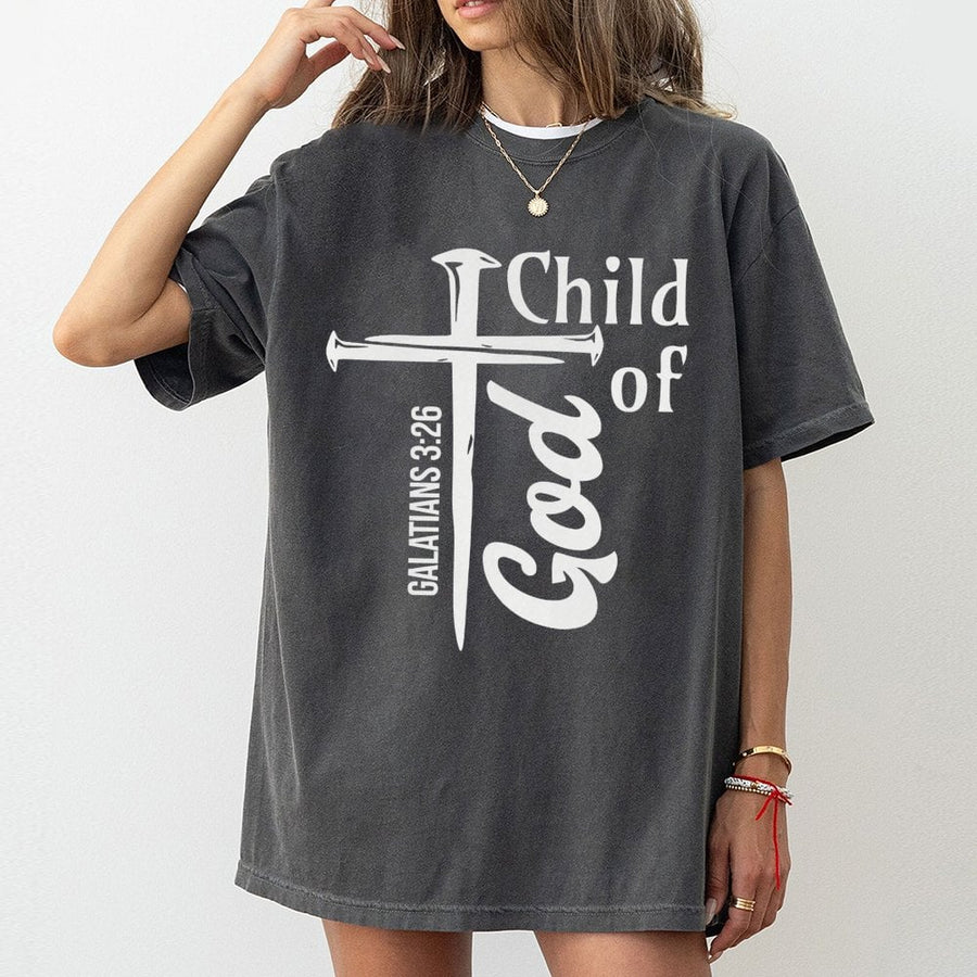Child of God T-Shirt | Galatians 3:26 Bible Verse Cross Design | 100% Cotton Christian Apparel | Religious Gift for Men and Women