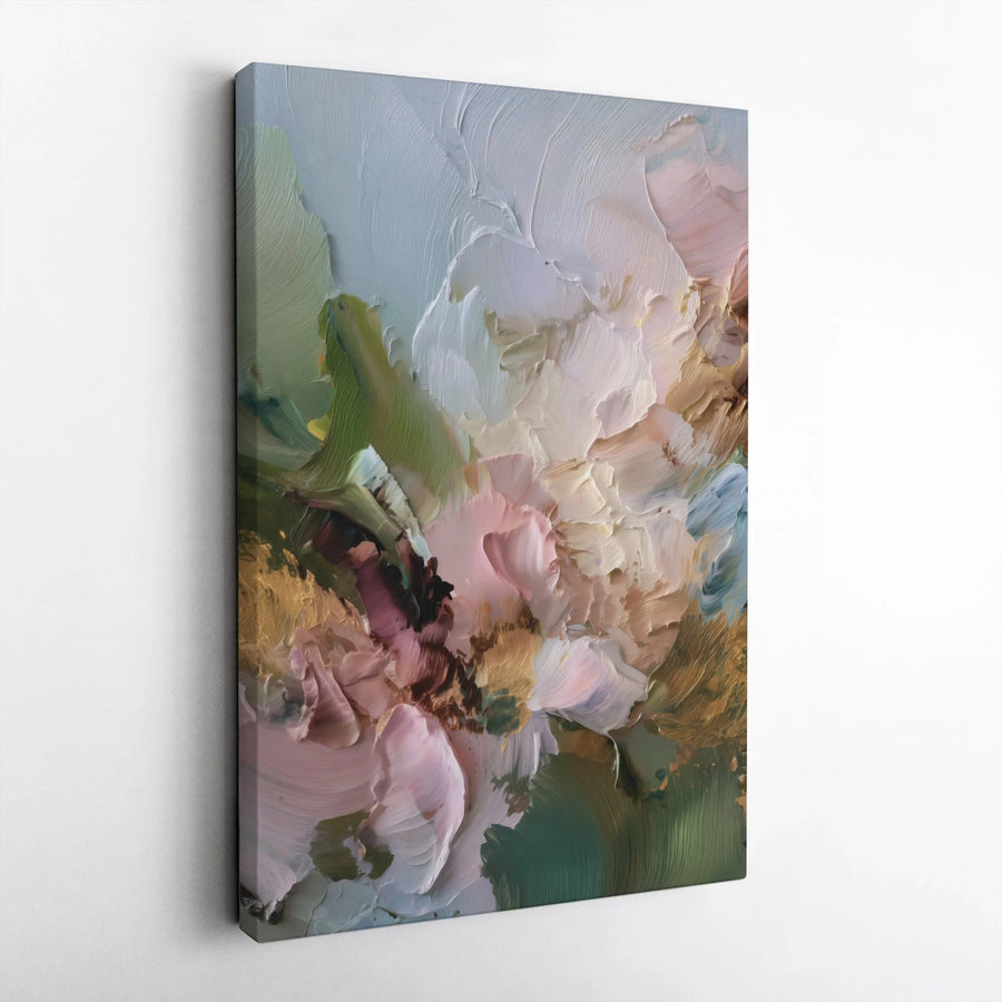 Abstract Floral Canvas Wall Art | Impasto Style Pink Flower Art | Premium Thick Gallery Wrap | Modern Living Room & Bedroom Decor Gift