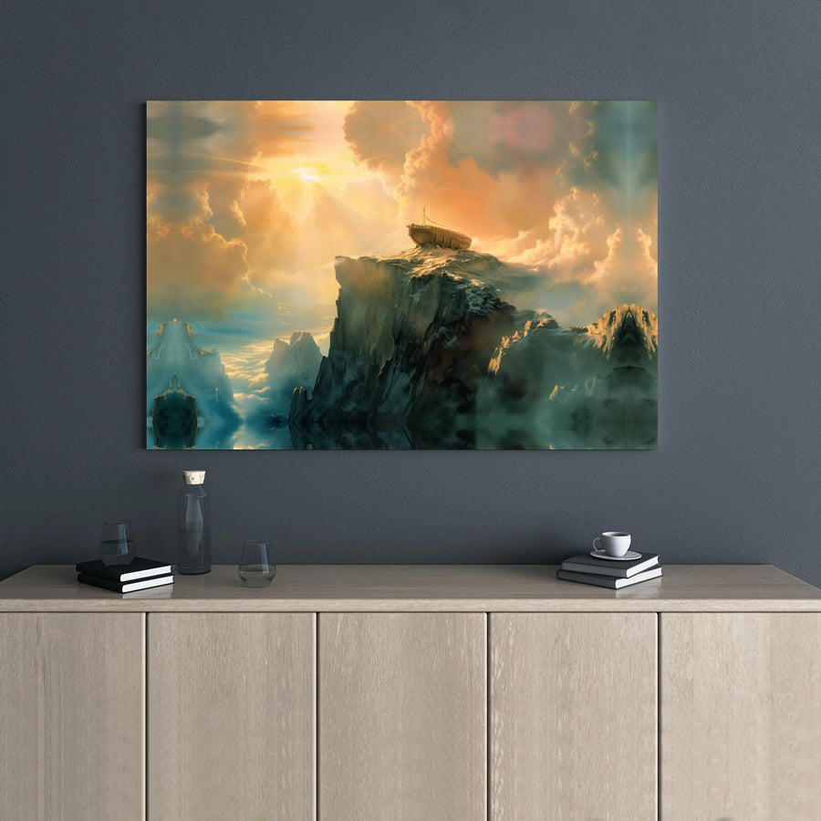 Noah’s Ark Canvas Wall Art | Mount Ararat Biblical Scene | Premium Gallery Wrap Print | Religious Home Decor & Faithful Christian Gift