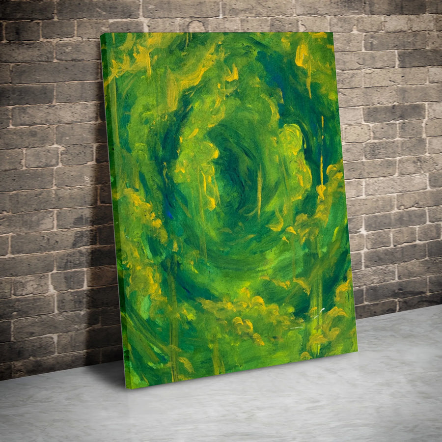 Green and Yellow Abstract Canvas Art | Vibrant Swirl Painting Print | Premium Gallery Wrapped Canvas | Modern Home Decor Gift
