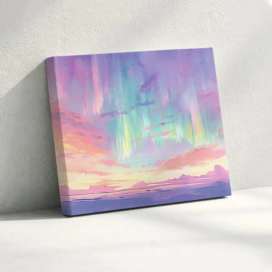Pastel Northern Lights Canvas Print | Abstract Aurora Borealis Seascape Wall Art | Gallery-Quality 1.25" Profile | Modern Home Decor Gift