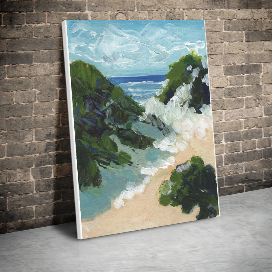 Coastal Dunes Canvas Wall Art | Textured Seascape Painting Print | Premium Gallery Wrapped Canvas | Nautical Home Decor Gift