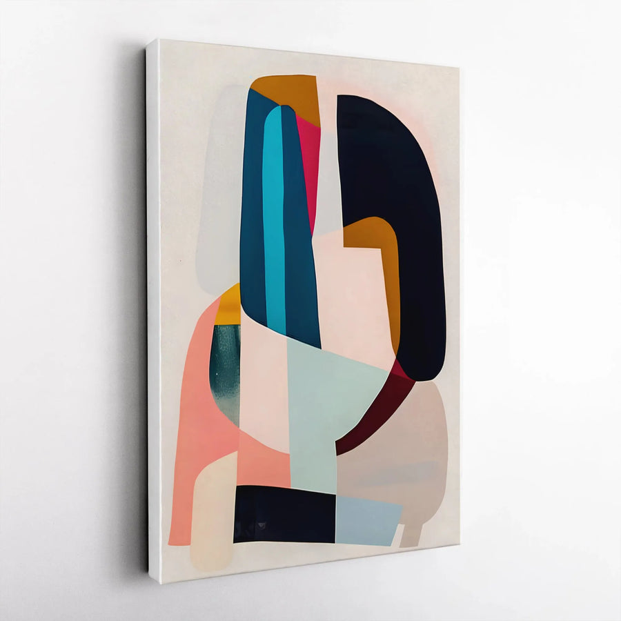 Abstract Geometric Canvas Print | Mid-Century Modern Wall Art with Colorful Shapes | Premium Gallery Wrapped Canvas | Living Room Decor Gift