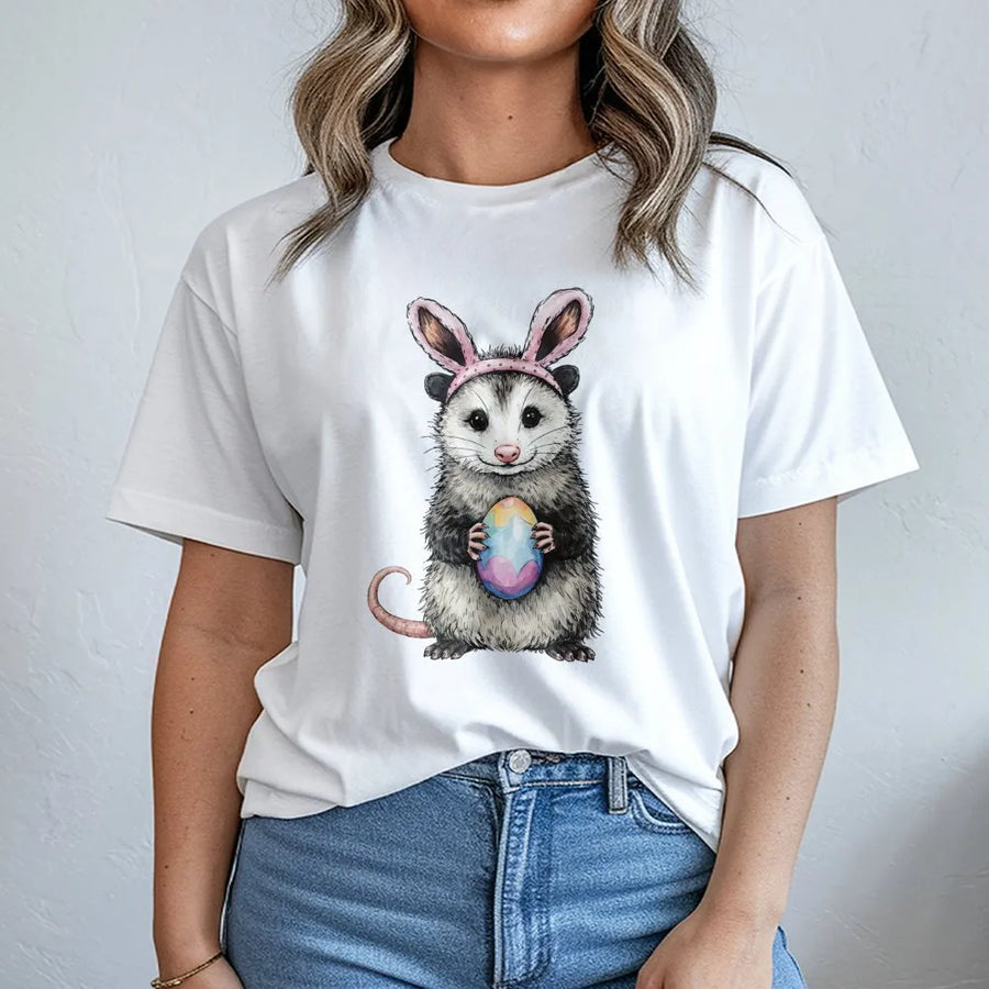 Cute Opossum Easter T-Shirt | Funny Spring Animal Graphic | 100% Cotton Premium Tee | Unique Holiday Gift For Animal Lovers