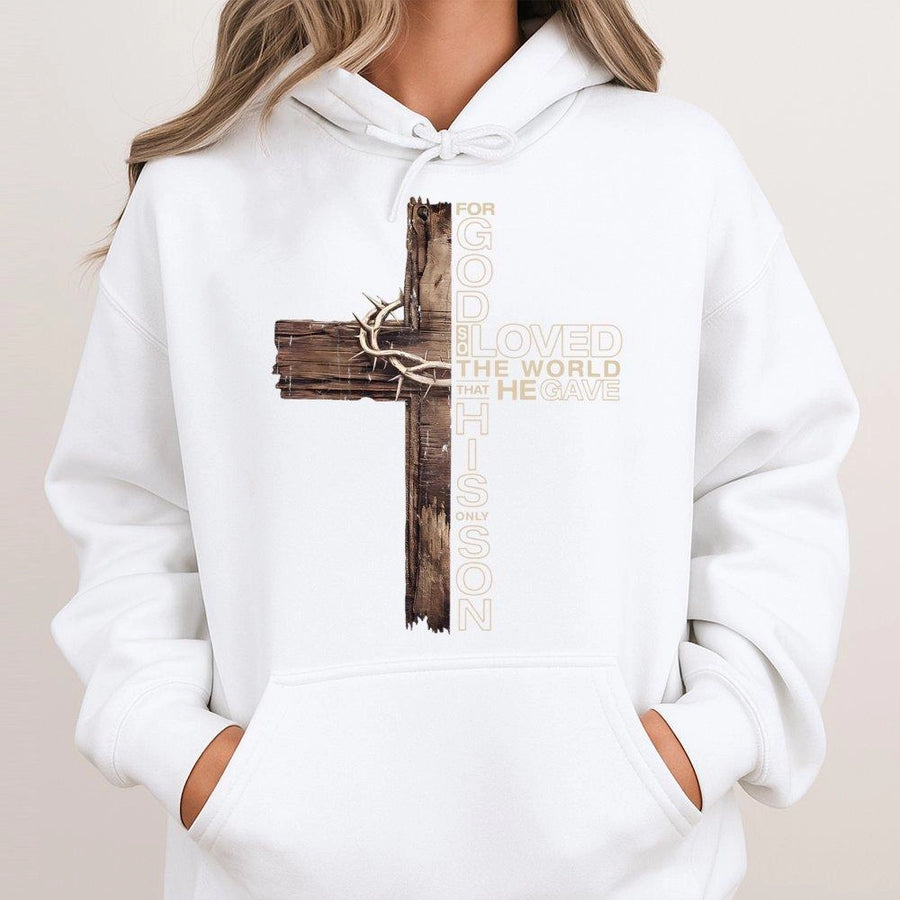 Christian Cross Hoodie | Rustic Crown of Thorns Graphic | Premium Cotton Blend | Religious Gift for Men and Women
