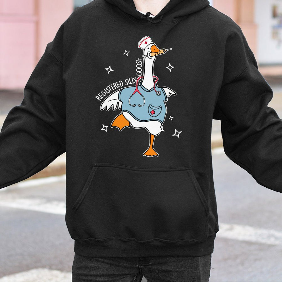 Nurse Silly Goose Hoodie | Funny Registered Nurse Graphic Sweatshirt | Cotton-Blend Premium Quality | Cute Nursing Student Graduation Gift