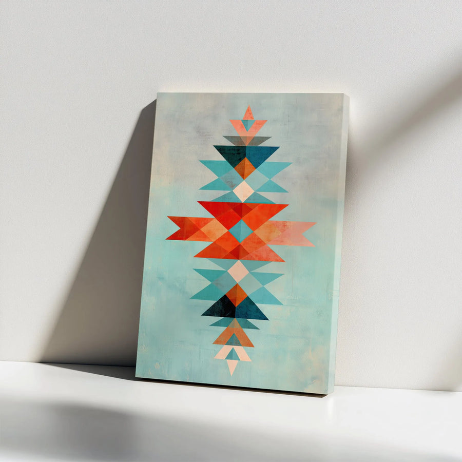 Southwestern Geometric Vertical Canvas | Abstract Tribal Pattern Print | Premium Gallery-Style Canvas | Modern Boho Wall Decor Gift for Living Room