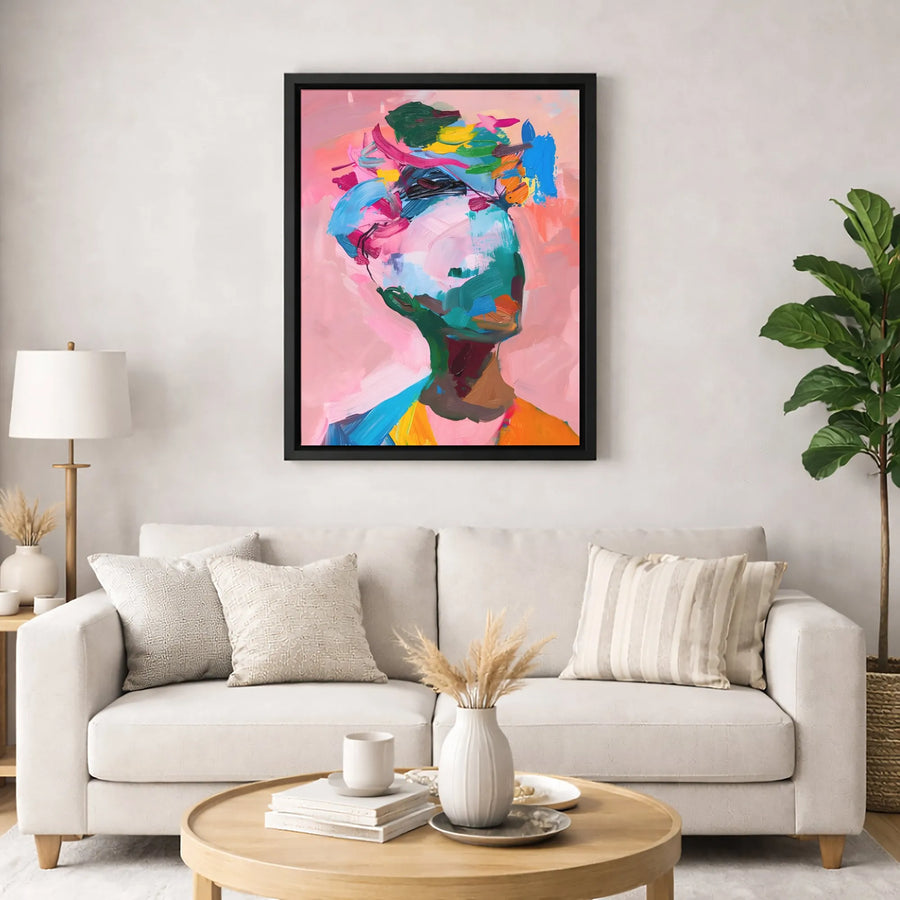 Abstract Portrait Wall Art | Colorful Expressive Woman Canvas Painting | Premium Gallery Wrap Print | Modern Home Decor Gift
