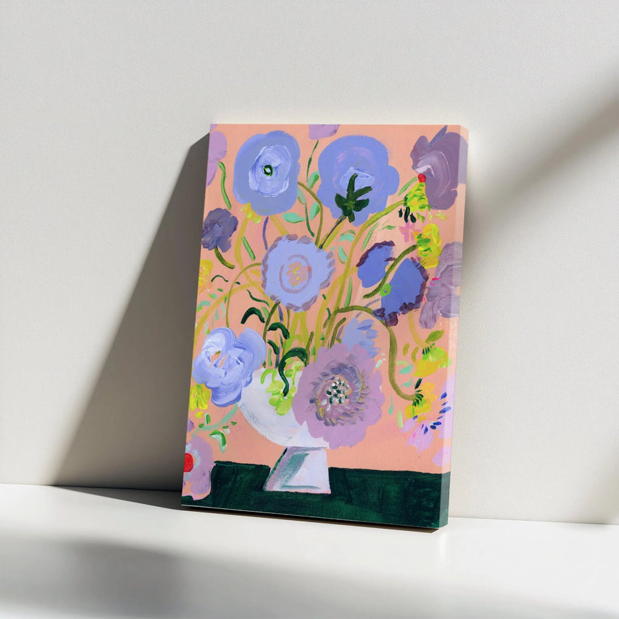 Abstract Lilac Floral Canvas Wall Art | Modern Botanical Still Life Painting | Gallery Wrapped 1.25" Thick Canvas | Premium Living Room Home Decor Gift