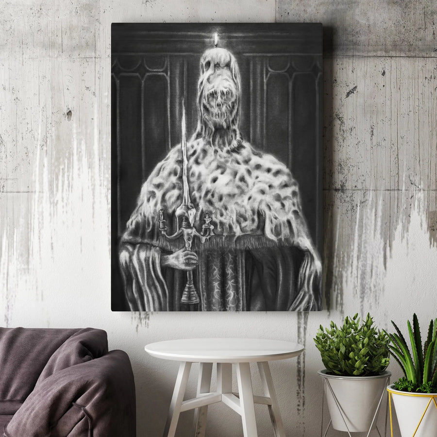 Gothic Horror Candle Monster Canvas | Dark Surreal Melting Wax Art | Premium Gallery Wrapped Wall Decor | Spooky Gift for Macabre Art Collectors