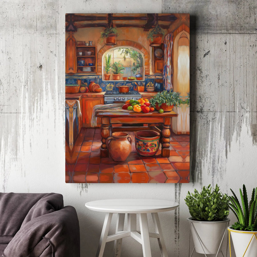 Rustic Kitchen Canvas Wall Art | Vibrant Southwestern Style Painting | Premium Gallery Wrapped Canvas | Housewarming Gift & Dining Room Decor