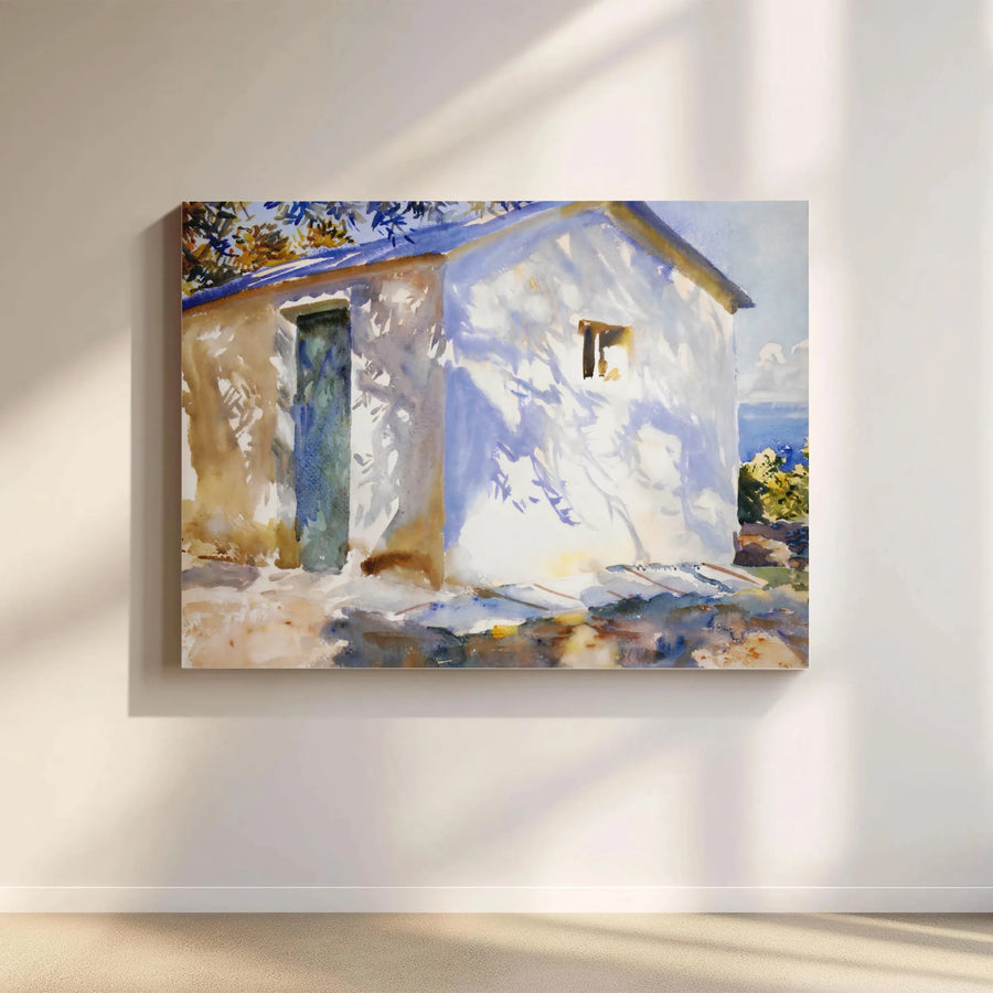 Coastal House Canvas Wall Art | Watercolor Seaside Villa Painting | Premium Gallery Quality Print | Nautical Decor for Living Room Gift